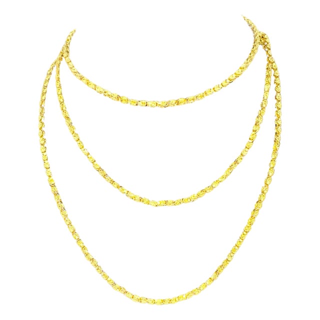 Vintage 18 Karat Yellow Gold 93.4Gm, Designer Chain, 3.64 mm Necklace, 57 " Long For Sale