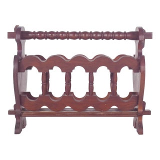 Antique Rustic Oak Magazine Rack, 1890s For Sale