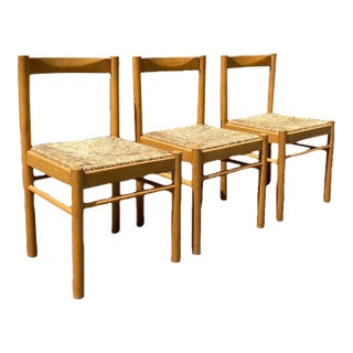 Vintage Oak and Rush Seat Dining Chair For Sale