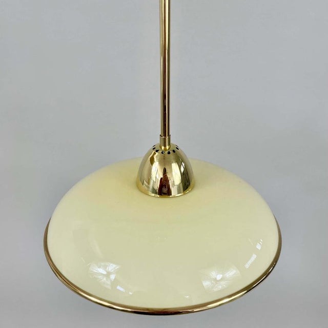 Art Deco Cream Opaline Glass and Brass Pendants, Germany 1930s, Set of 2 For Sale - Image 9 of 18
