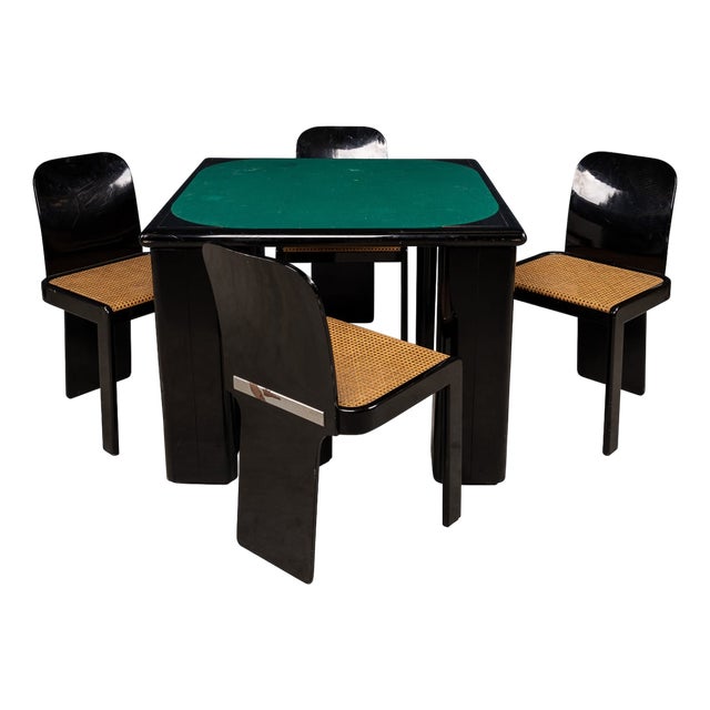 20th Century Lacquered Wood Games Table & Chairs by Pierluigi Molinari for Pozzi, Milan, 1970, Set of 5 For Sale