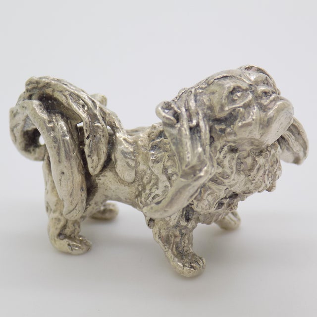 Vintage Italian Handmade Genuine Silver 1950s Pekingese Dog Figurine Miniature For Sale - Image 4 of 11