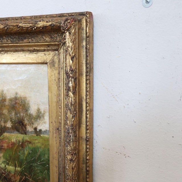 Landscape with Swans, Oil Painting on Canvas, 19th Century, Framed For Sale - Image 3 of 16