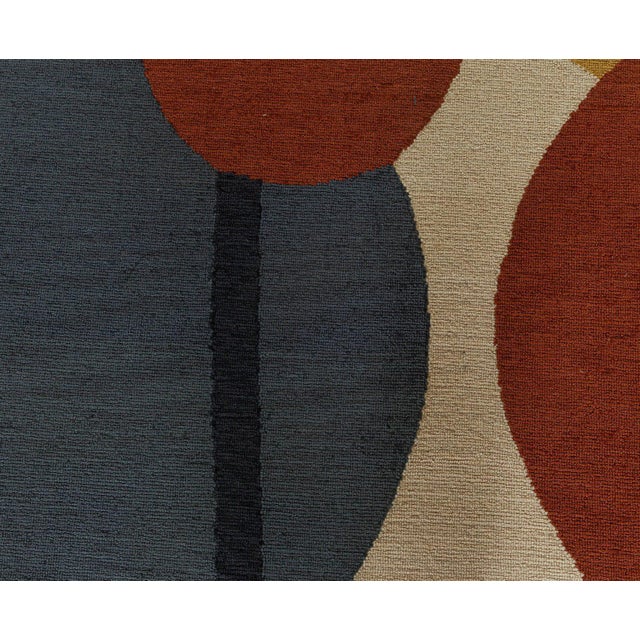 Early 21st Century Doris Leslie Blau New Art Deco Inspired Beige, Black, Blue, Gold, Red, Wool Rug For Sale - Image 5 of 6