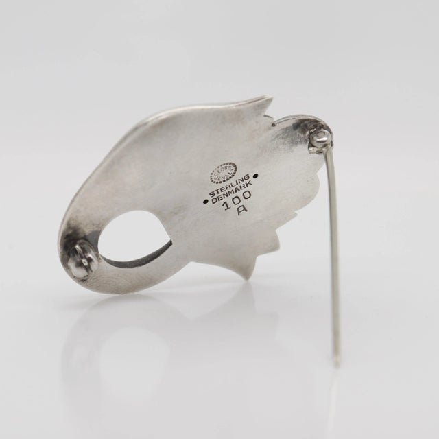 Georg Jensen Vintage Georg Jensen Sterling Silver Tulip Brooch No. 100a For Sale - Image 4 of 12