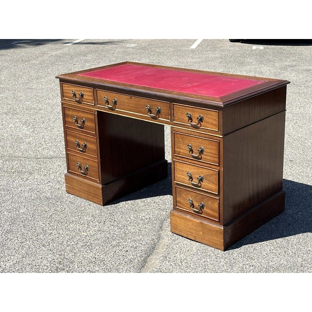 Pedestal Desk Splits into 3 pieces for easier transportation Strong & Solid. Has signs of use & wear, , and the odd knock...