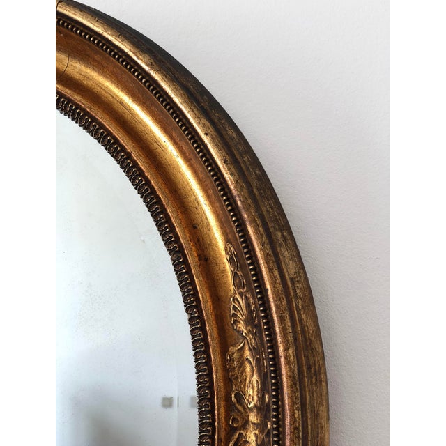 Antique French Oval Giltwood Mirror – Late 19th Century For Sale - Image 4 of 8