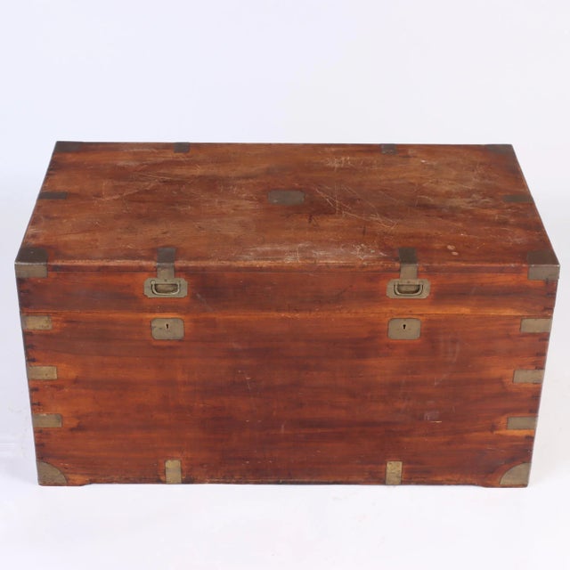 Late 19th Century Campaign Marine Chest in Camphor Wood For Sale - Image 4 of 9