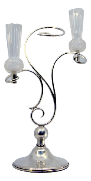 Silver Candelabra with Frosted Glass Candleholders