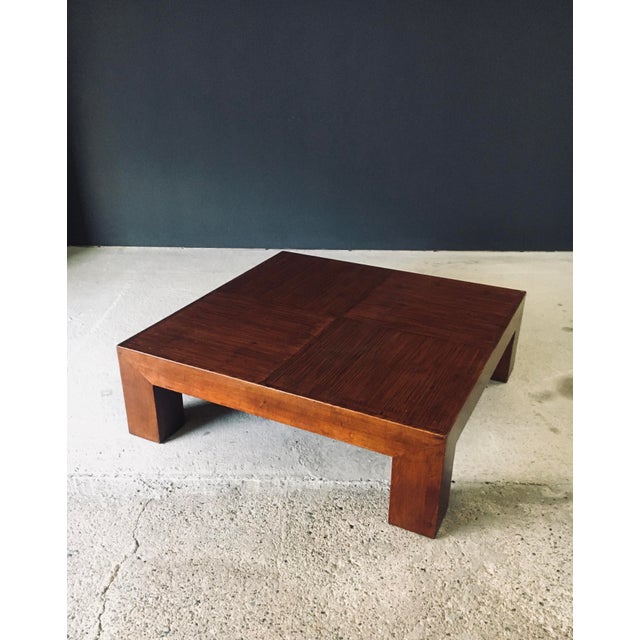 Vintage Postmodern Design XL Teak Checkered Coffee Table in the style of Parsons. Made in the United States, 1980's...
