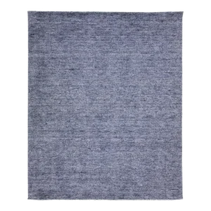 Blue Modern Apadana's Groove Handmade Bamboo/Silk Rug With Solid Design