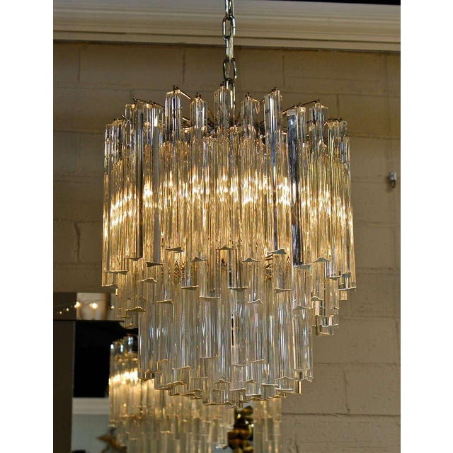 Venini Italian Triedi Crystal Prism Chandelier Chairish