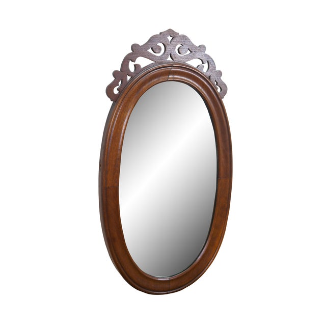Victorian Antique Victorian Mahogany Oval Vanity Dresser Mirror 28" For Sale - Image 3 of 14