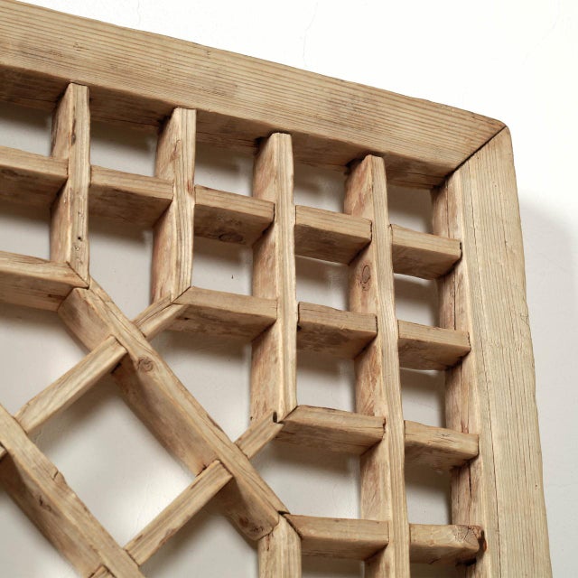 Farmhouse Vintage Wooden Lattice Wall Panel – Warm Natural Finish For Sale - Image 3 of 4