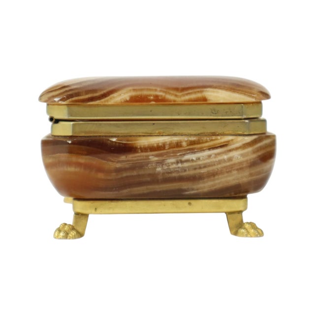 Vintage Italian Jewelry Box in Alabaster with Gold Lions Paws, 1960s For Sale - Image 6 of 13