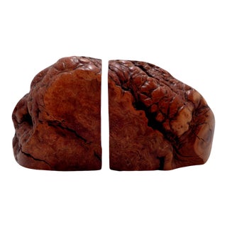 Vintage Chunky Burl Wood Bookends ~ a Pair For Sale