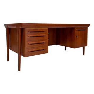 Danish Teak Executive Writing Desk by Ib Kofod-Larsen, 1960s For Sale