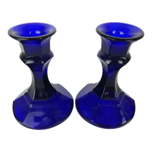 Vintage Pair of Cobalt Candle Holders