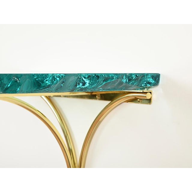 Nightstands in Turquoise Glass by Max Ingrand for Fontana Arte, Italy, 1960s, Set of 2 For Sale - Image 3 of 18