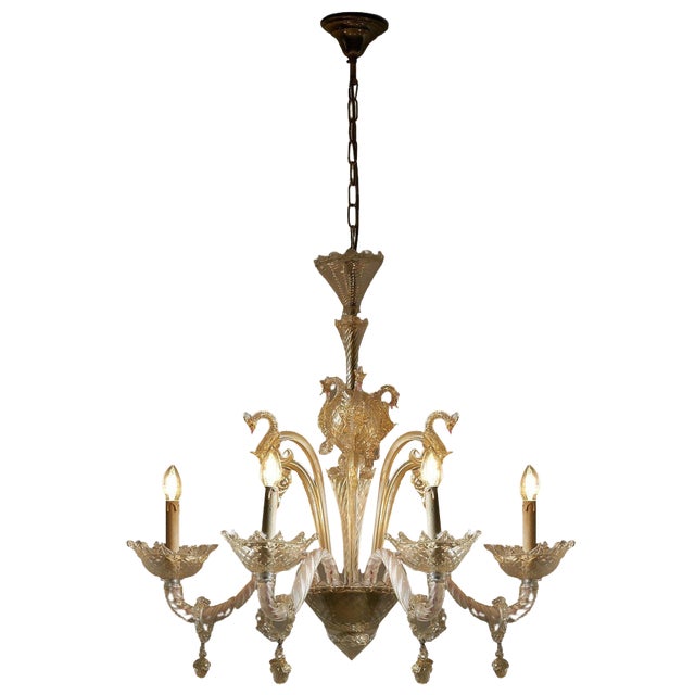 Murano Glass Sea Horse Chandelier by Barovier & Toso, 1900s For Sale