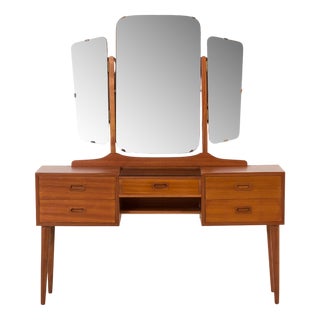 Mid-Century Modern Scandinavian Dressing Table with Adjustable Mirrors, 1960s For Sale