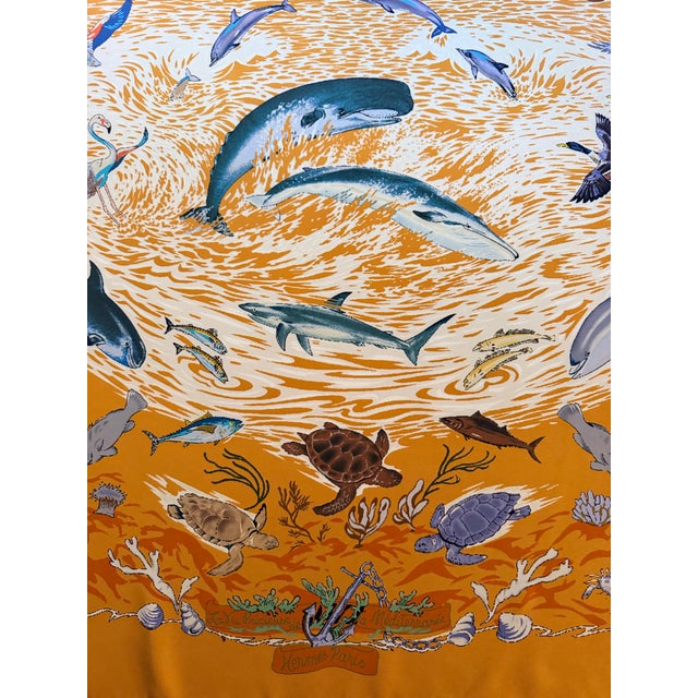 French Hermès La Vie Précieuse De La Méditerranée Silk Scarf 2001 Designed by Robert Dallet For Sale - Image 3 of 12