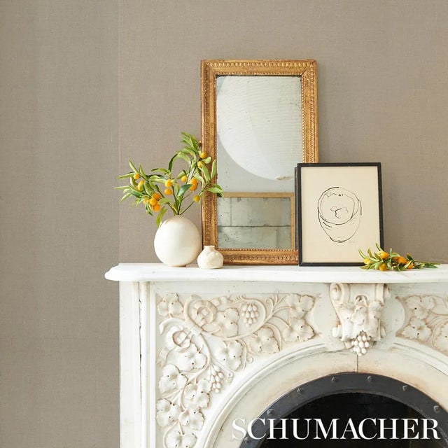 Contemporary Sample - Schumacher Performance Linen Wallpaper in Flax For Sale - Image 3 of 4