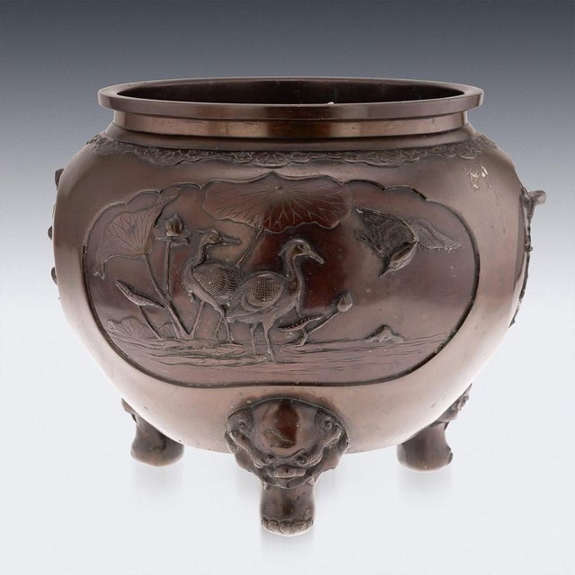 Large Antique Japanese Meiji Bronze Mythological Planter, 19th Century For Sale - Image 5 of 18