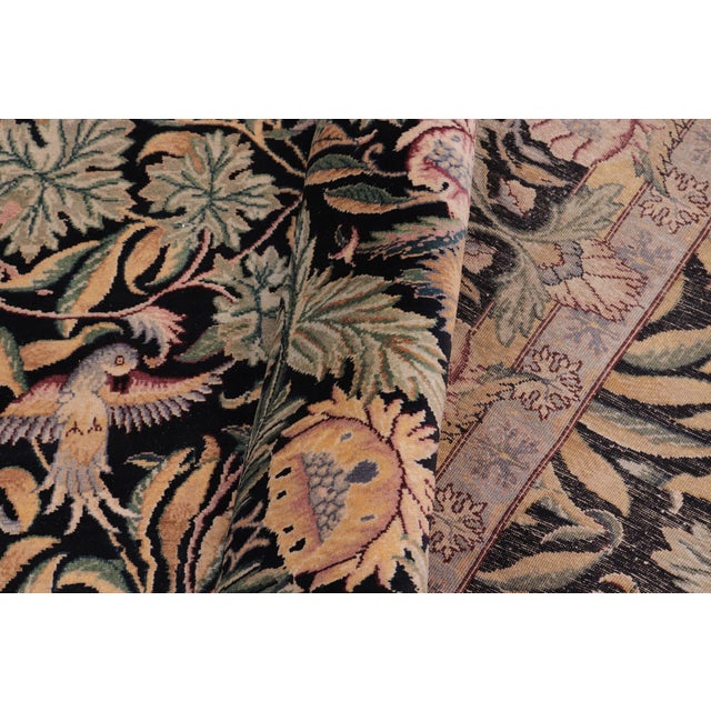 Textile Art Nouveau Pak-Persian Black/Green Wool Rug - 10'3'' X 14'3'' For Sale - Image 7 of 8