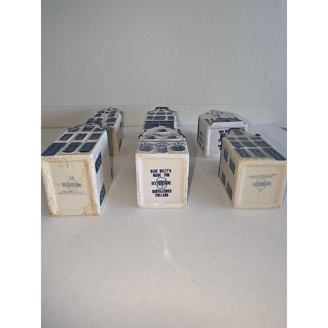 Beautiful vintage blue and white Delft architectural miniature liquor bottles.