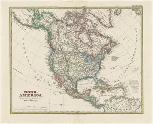 German Map of Northern America with Attractive Hand Colouring, 1864