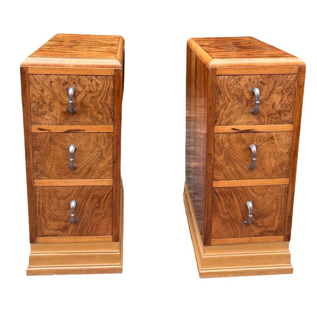 Brown Art Deco Bedside Cabinets, 1930s, Set of 2 For Sale - Image 8 of 12