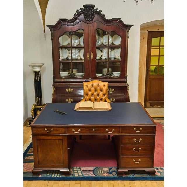 Large English Double-Sided Writing Desk For Sale - Image 4 of 16