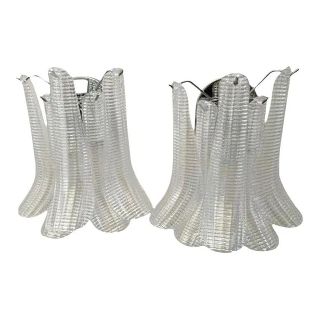 Pair Murano Glass "Selle" wall sconces sputnik chandelier metal frame in kromo Lot of 2 Murano glass " SELLE " Transparent...