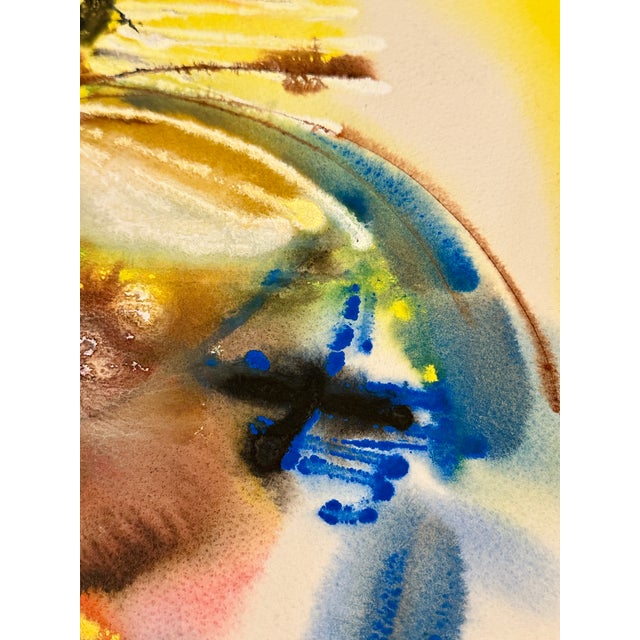 1970s Massive 24x36 Original 1972 George Emmett Calvert Abstract Expressionist Watercolor Painting - Framed For Sale - Image 5 of 6