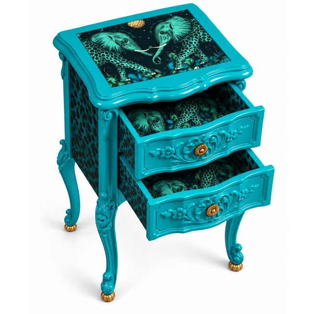 Bespoke Turquoise Rococo-Style Accent Chest With Emma Shipley Designs by Mary Street Gallery For Sale - Image 4 of 6