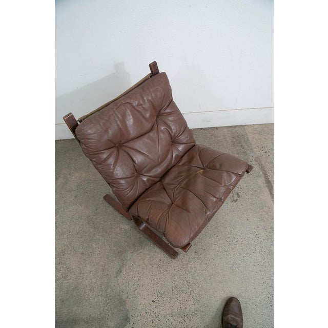 1960s Mid Century Danish Modern Lounge Chair Brown Leather Attributed to Ingmar Relling For Westnofa For Sale - Image 9 of 9