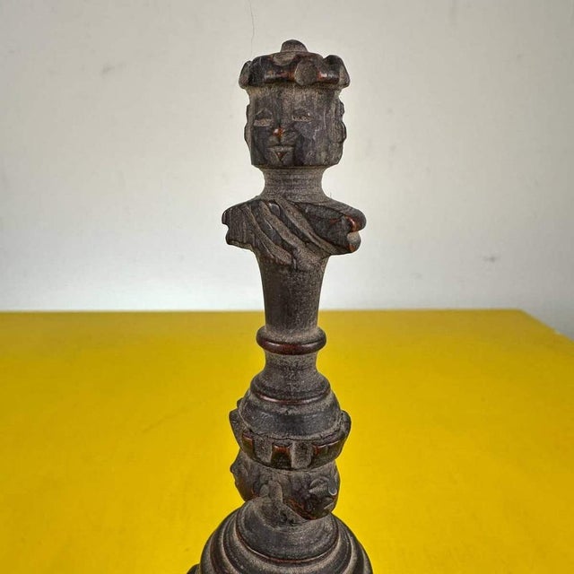 ancient carved wooden pinnacle Height: 17 Diameter: 6 This piece is attributed to the mentioned designer/maker. It has no...