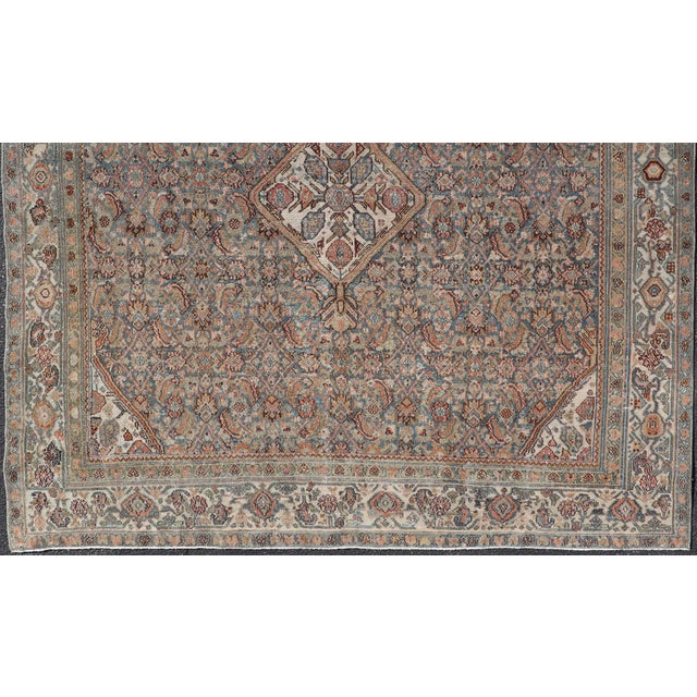 Ivory Antique Persian Bibikabad Rug With Intricate Medallion Floral Design 6'9 X 6'9 For Sale - Image 8 of 12