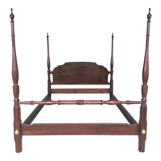 L. Hitchcock Solid Cherry Chippendale Style Queen Size Poster Bed For Sale