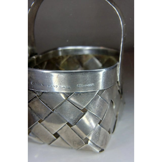Art Deco Cartier Sterling Silver Mini Hand Woven Basket For Sale - Image 3 of 10