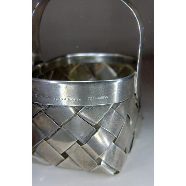 Art Deco Mid 20th Century Cartier Sterling Silver Mini Hand Woven Basket For Sale - Image 3 of 10