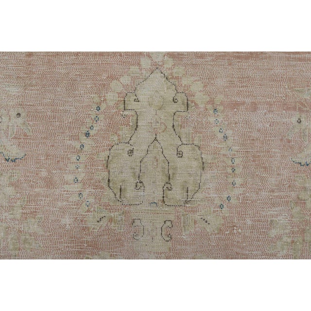 Kerman Rug 7’11” X 11’7” Pink Wool Vintage Distressed Hand-Knotted Carpet For Sale - Image 9 of 15