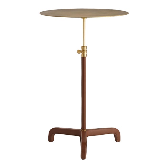Celerie Kemble for Arteriors Addison Large Accent Table in Brown Leather For Sale