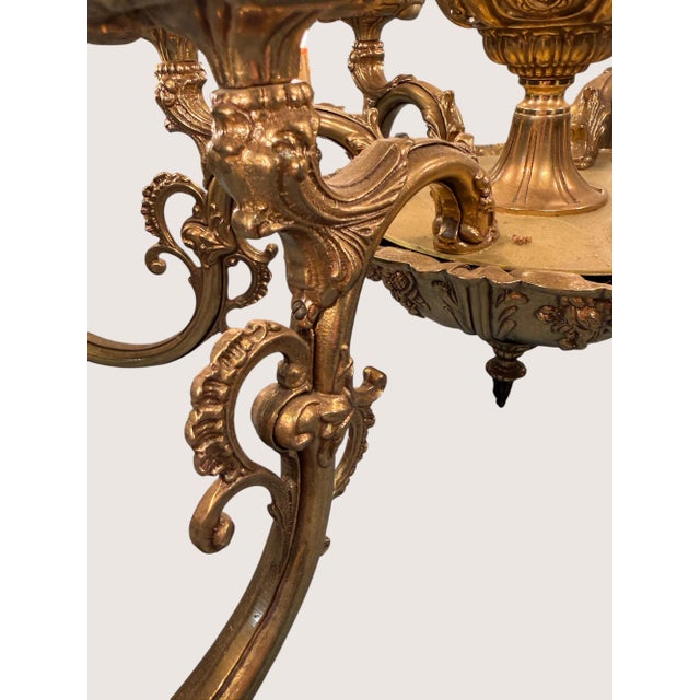 Rococo Antique Italian Baroque Style Ornate Figural Ormolu Brass Chandelier 12 Light For Sale - Image 3 of 13