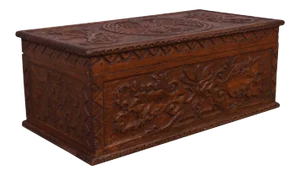 Antique Hand Carved Wood Chest with Eagle