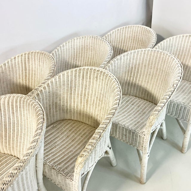 Palecek 1980s Vintage Boho Chic Coastal Palecek Wicker Dining Chairs - Set of 8. For Sale - Image 4 of 18