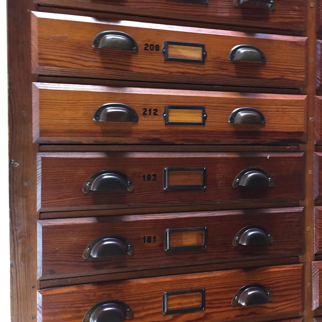 Antique Oak Printer's Cabinet For Sale In Houston - Image 6 of 12
