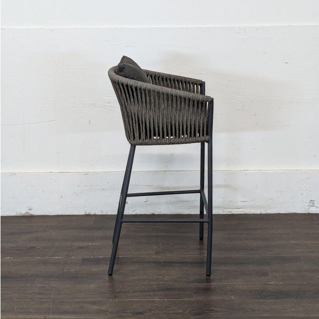 Four Hands Porto Charcoal and Bronze Performance Fabric Outdoor Bar Stool, Attributed For Sale - Image 4 of 6