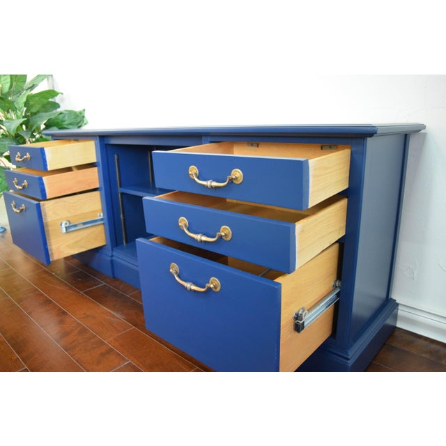 Navy Blue and Gold Credenza / File Tv Stand Chairish